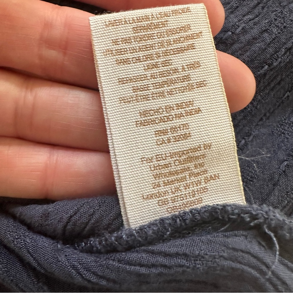 Free People Shirt Size XS  Blue Tunic Crochet Lace Back Lagenlook Cottagecore - Picture 12 of 12